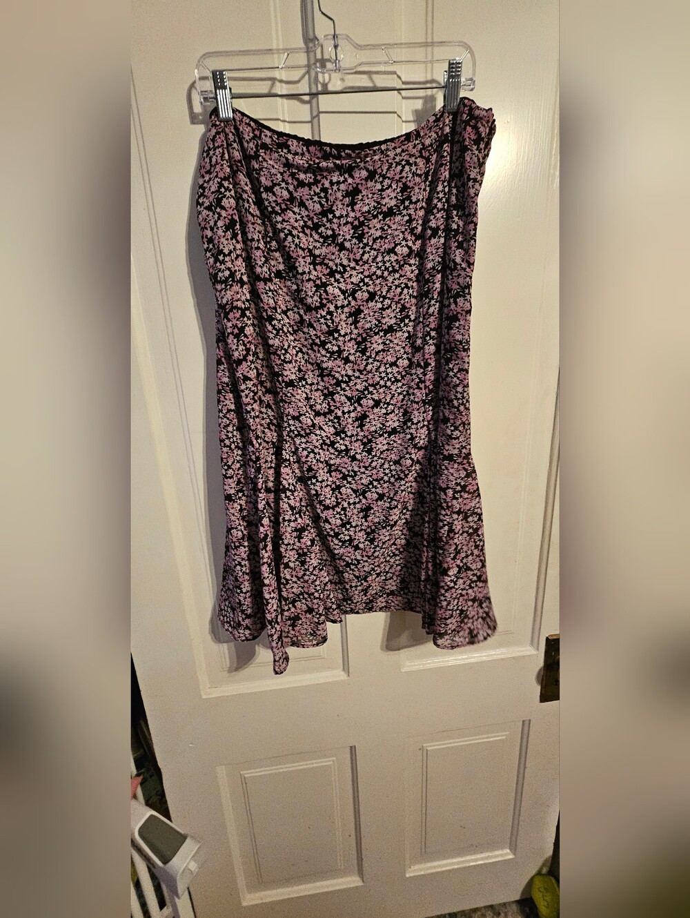 Sag Harbor Black Skater Skirt with Pink Floral Print